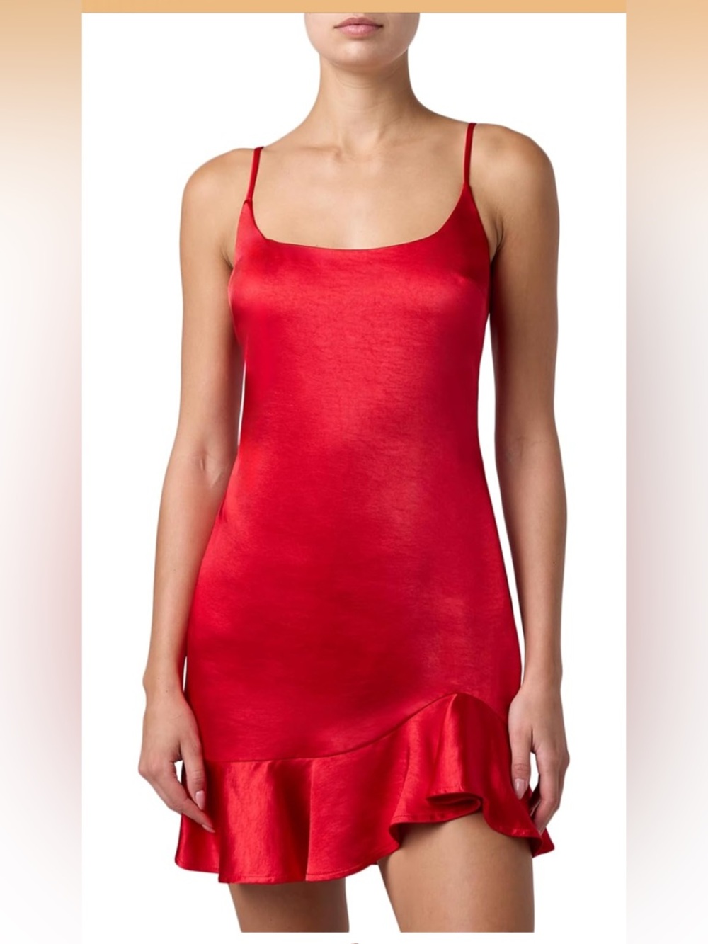 NWT Lulus Sullivan Red Satin Ruffle Mini Dress XS